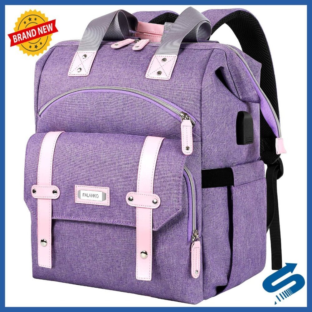 Large Laptop Backpack with USB Charging Port RFID Water Resistant Casual Bookbag